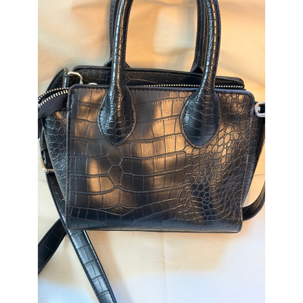 Wild Fable Satchel Bag Women Small Croc Embossed Black Crossbody Faux Leather